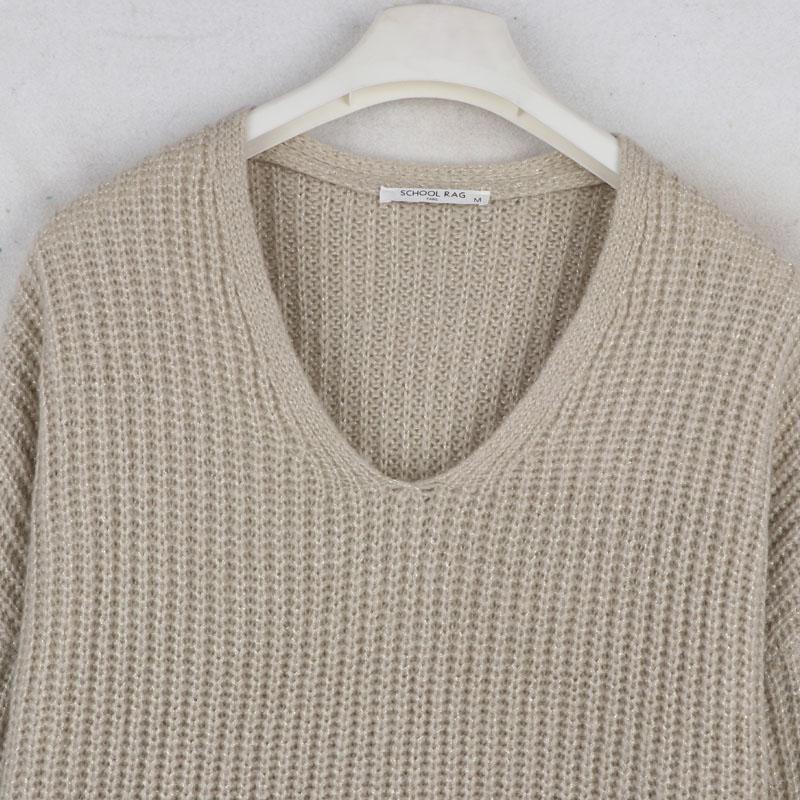 Sunshine Home Autumn and Winter New Foreign Trade European and American Plus size women clothing V-neck Loose Long sleeve Sweater Lazy Fan Knit