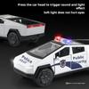 1:32 Tesla Pickup Police Car High Simulation Diecast Metal Alloy Model Car Sound Light Pull Back Collection Kids Toy Gifts