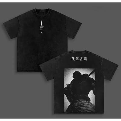 Gothic Jujutsu Kaisen Anime T-Shirt Fushiguro Toji Gewaschenes Y2k T-Shirt Herrenbekleidung Oberteil Sommer Kurzarm Baumwolle T-Shirt