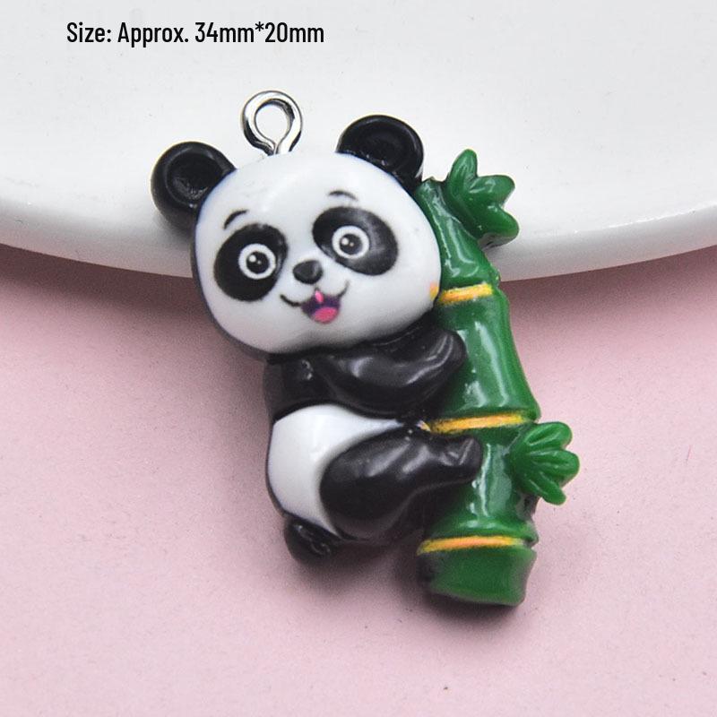Cute Mini Panda Resin Pendant Keychain - DIY Jewelry Accessory