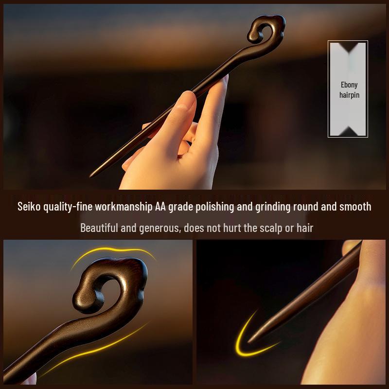Xiangyun Hairpin: Elegant Ebony Wood Chinese Style Hair Accessory for Women