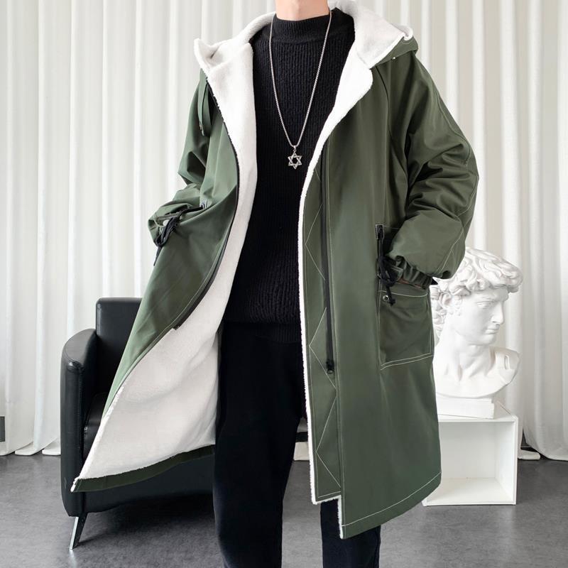 Winter Coat Men Hooded Thick Trench Coat Men Fashion Windbreakers Casual Jackets Hip Hop Streetwear Coat S-3XL