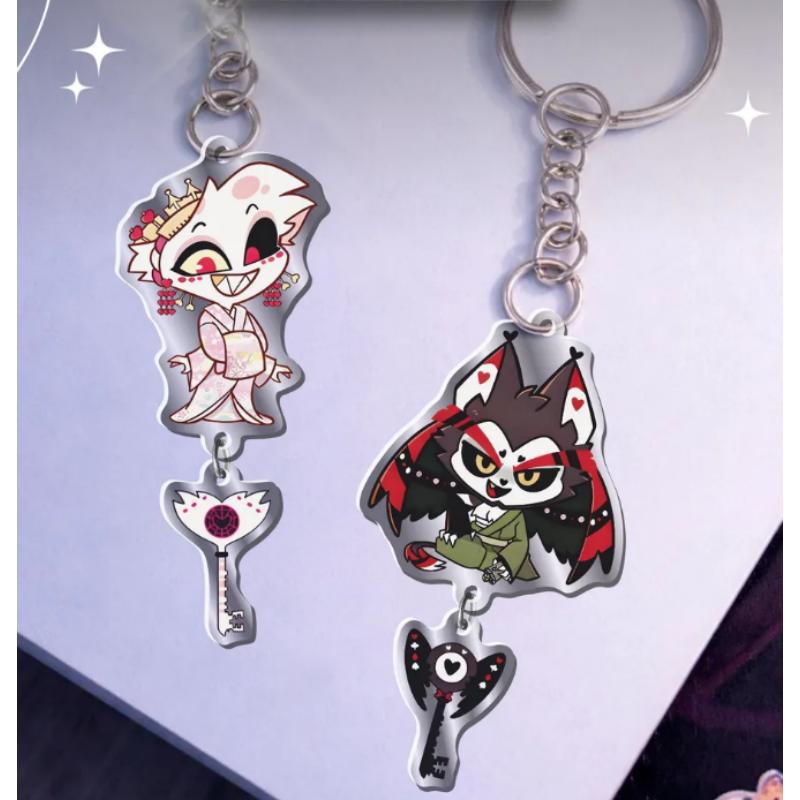 Acrylic Key Buckle for Alastor Lucifer Charlie Vox Adam The Exorcist Anime Cartoons Acrylic Key Chain Student Backpack Pendant