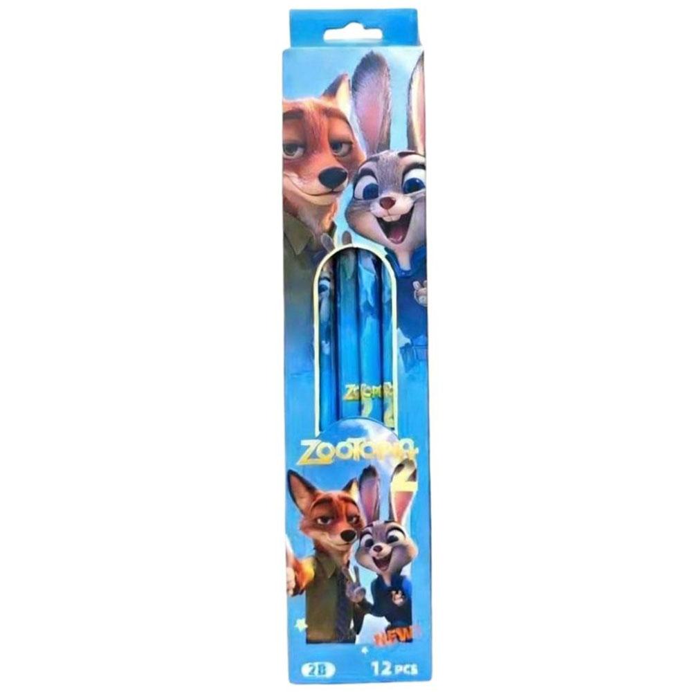 Zootopia 2 12-Pack 2B Pencils, Judy & Nick Cartoon Stationery, Back-To-School & Party Favor Gift