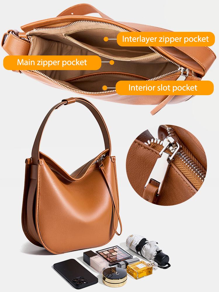 Zency Women Large Brown Bag Soft Leather Fashion Girls Handbag Luxury Designer Shoulder Large Capacity Hobo Bag Satchel 2025