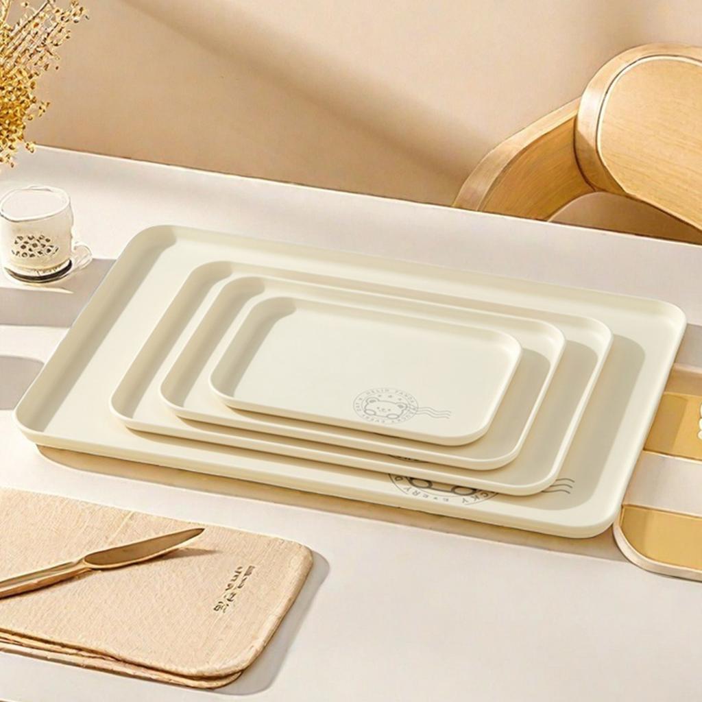 Plastic Food Serving Tray Household Large Capacity Storage Tray Reusable Snack Dessert Fruit Plate Kitchen Storage Organizer