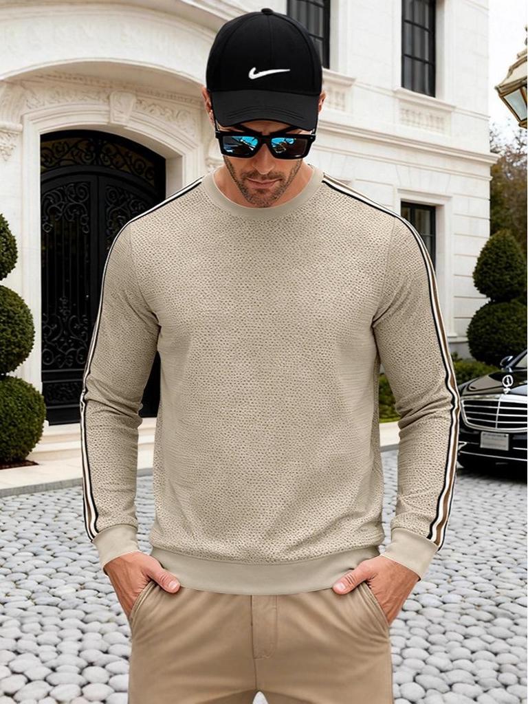 Felpa leggera casual con scollo rotondo e color block da uomo per primavera/autunno