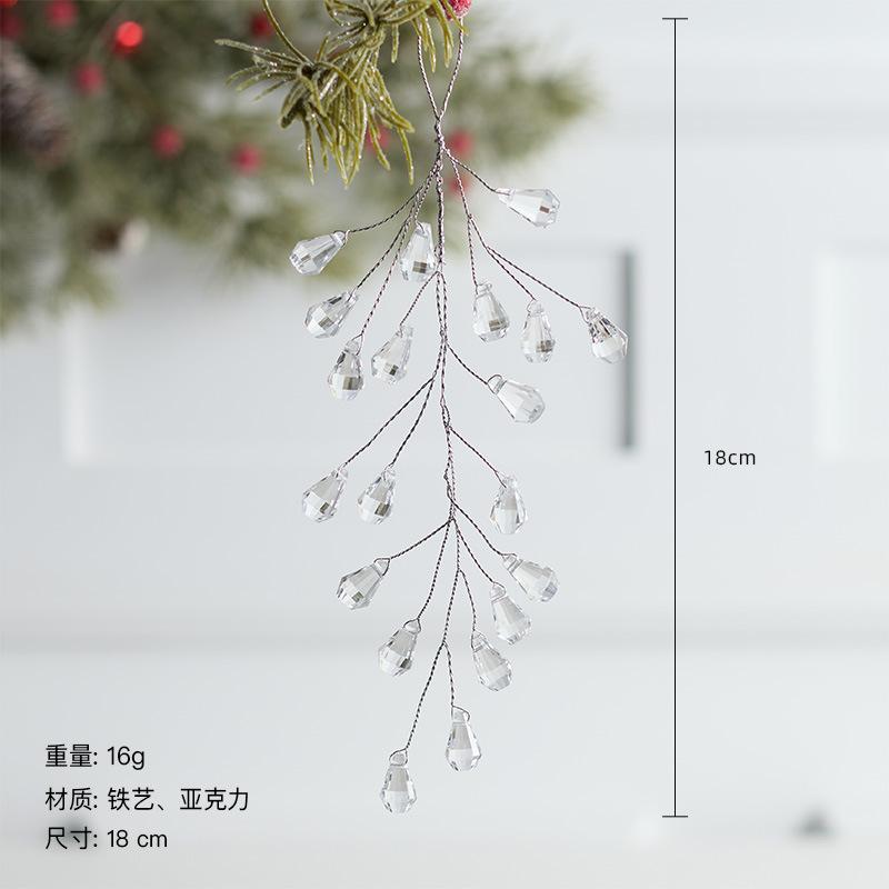 New Transparent Acrylic Snowflake Crystal Ice Cream Charm Pearl Water Drop String Christmas Tree Ornament Pendant
