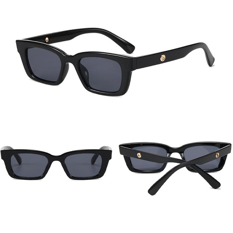 Xiaomi Women Y2K Small Rectangle UV400 Sunglasses Gold Metal Rivet Decor Retro Narrow Frame Fashion Outdoor Beach Driving Shades