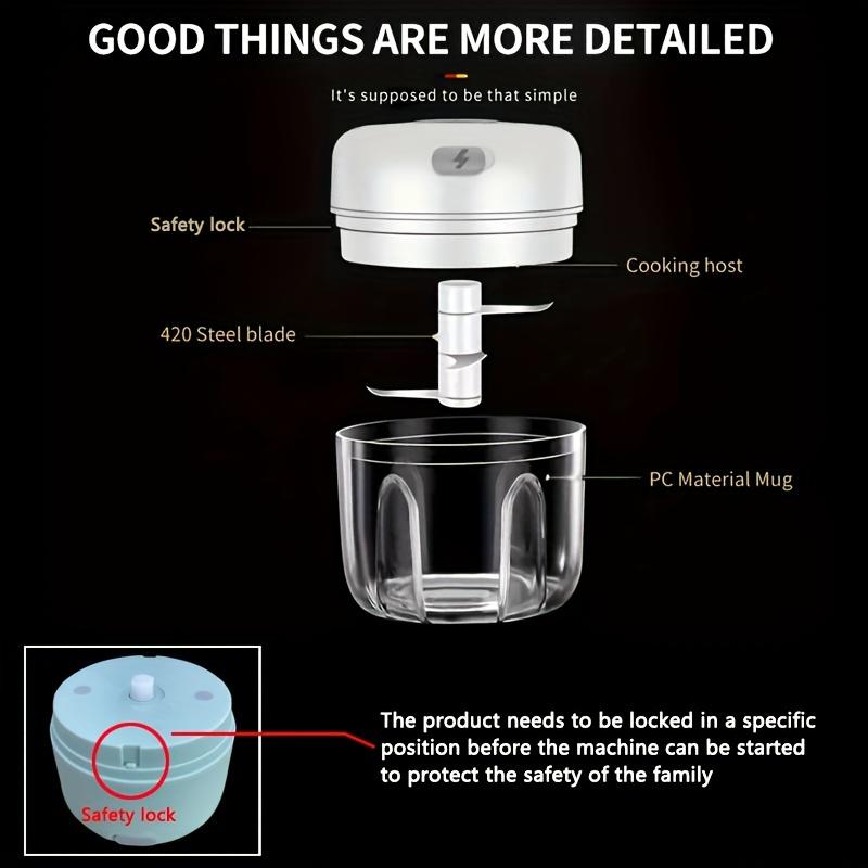 250ml Mini Rechargeable Garlic Chopper and Meat Grinder, Durable and Sturdy, Suitable for Crushing Garlic, Chili, Onions, Minced Meat, Nuts, and More