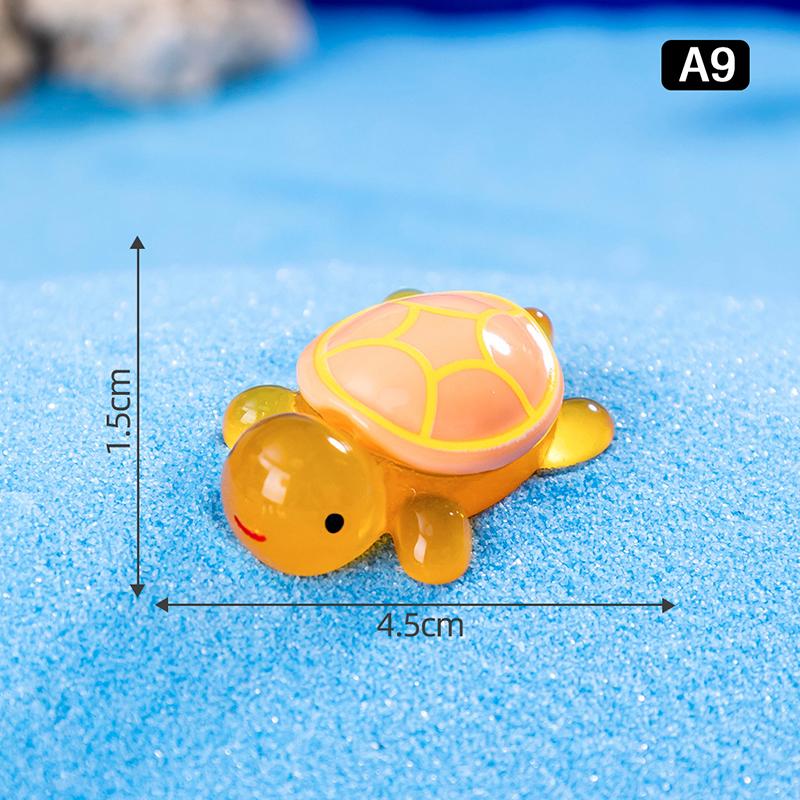 1Pc 1.77" Glow In Dark Sea Turtle Figurines Resin Glow Animal Miniature Figurines Ocean Theme Diy Home Garden Decoration