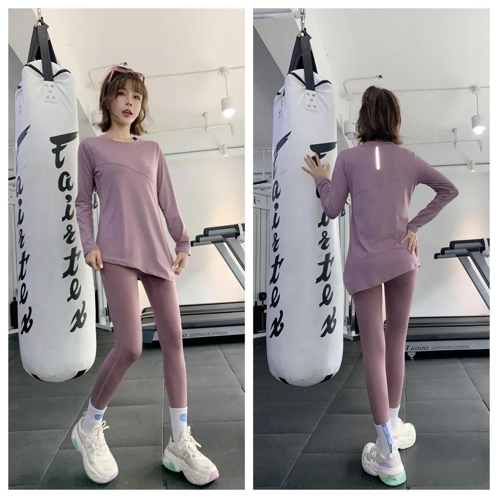 Damen Zweiteiliger Yoga- und Fitnessanzug - Frühling/Herbst Mode für Pilates, Laufen und Sport