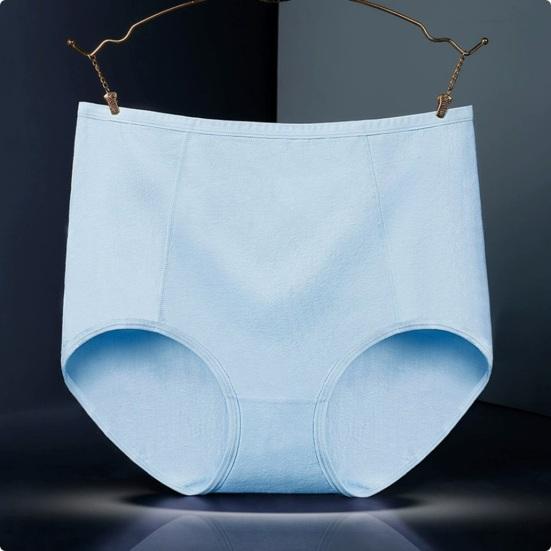 Women High Waist Cotton Underwear Tummy Control Solid Color Stretch Breathable Ladies Full Coverage Brief Panties Underpants