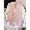 Spring stand-up collar pink vest new retro jacquard luxury improved vest woman