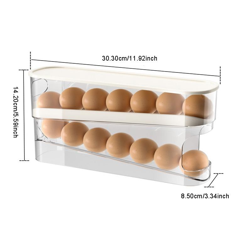

Холодильник Ящик для хранения яиц Автоматический прокручивающийся держатель для яиц Главная Большая вместимость Кухня Специальные двухслойные полки для хранения яиц 2-tier
