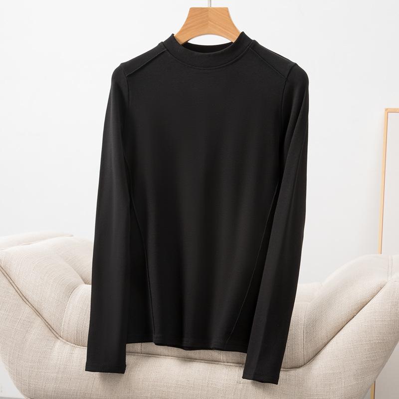 Long Sleeve Female Cold Basic Warm Shirt Autumn and Winter Bottoming Shirt Grinding Hair Herringbone Line Heating Inner Take Outside Wearing Tops