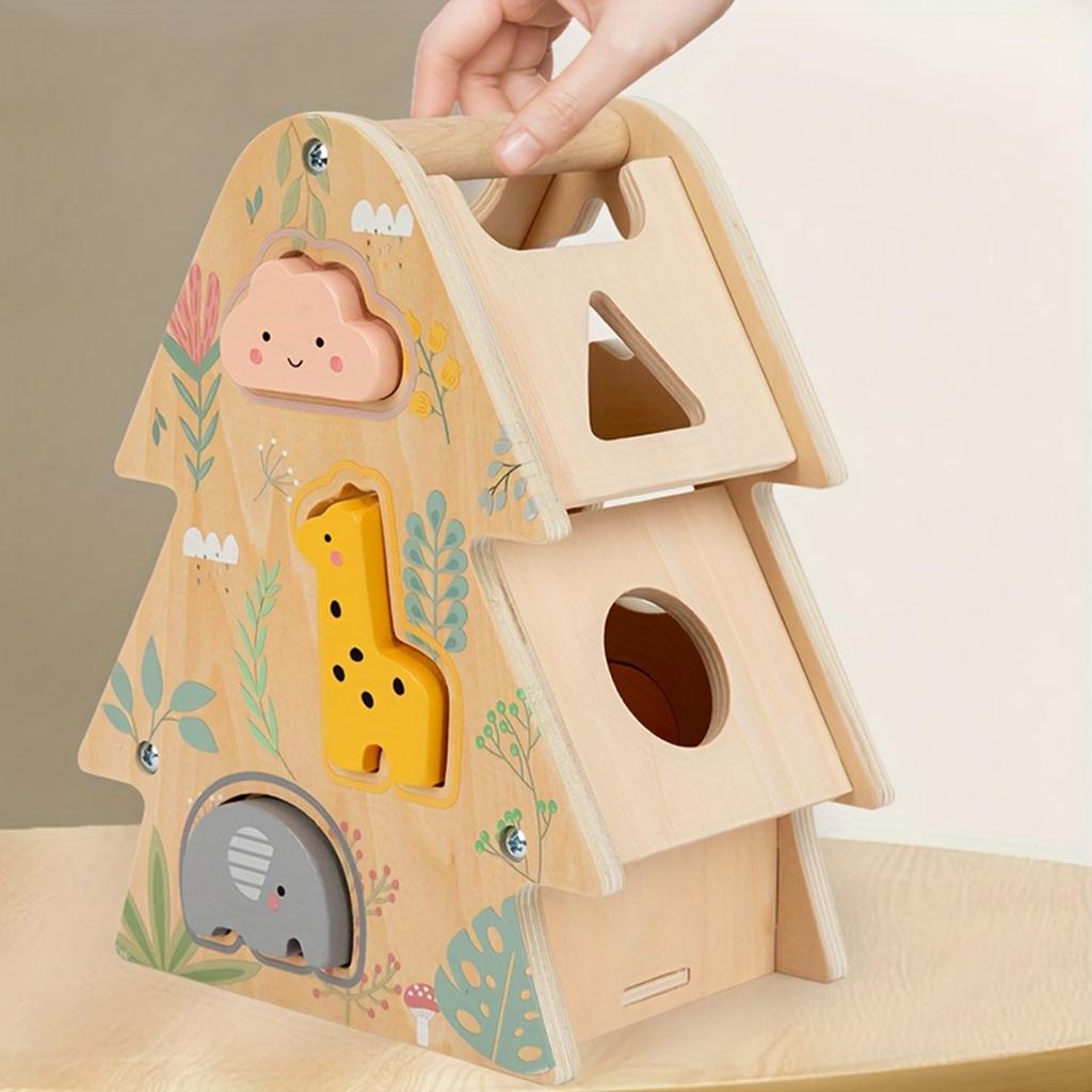 Children's Wooden Tree Wisdom House Educational Matching Block For Boys And Girls Aged Three Years And Up