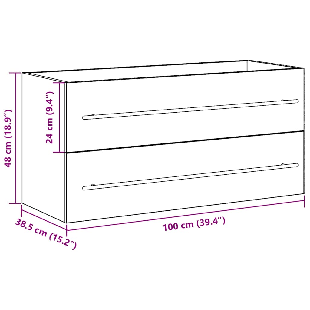 Artisan Oak Bathroom Vanity Cabinet 100 x 38.5 x 48 cm