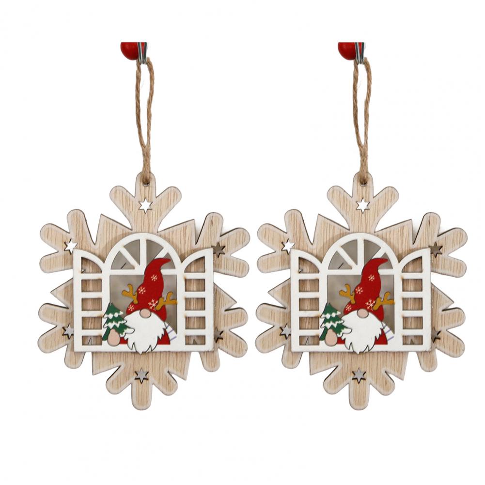 Christmas Pendant Decoration Wooden Christmas Ornaments Wooden Christmas Decorations Set for Home Parties Gnome Star