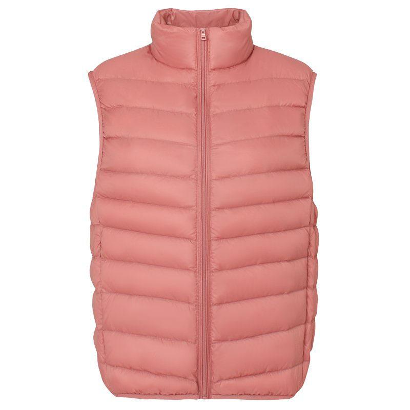 Velvet Women's Stand-up Collar Vest Light Down Jacket Women's Pinghu Large Size Thin Light Winter Coat Vest