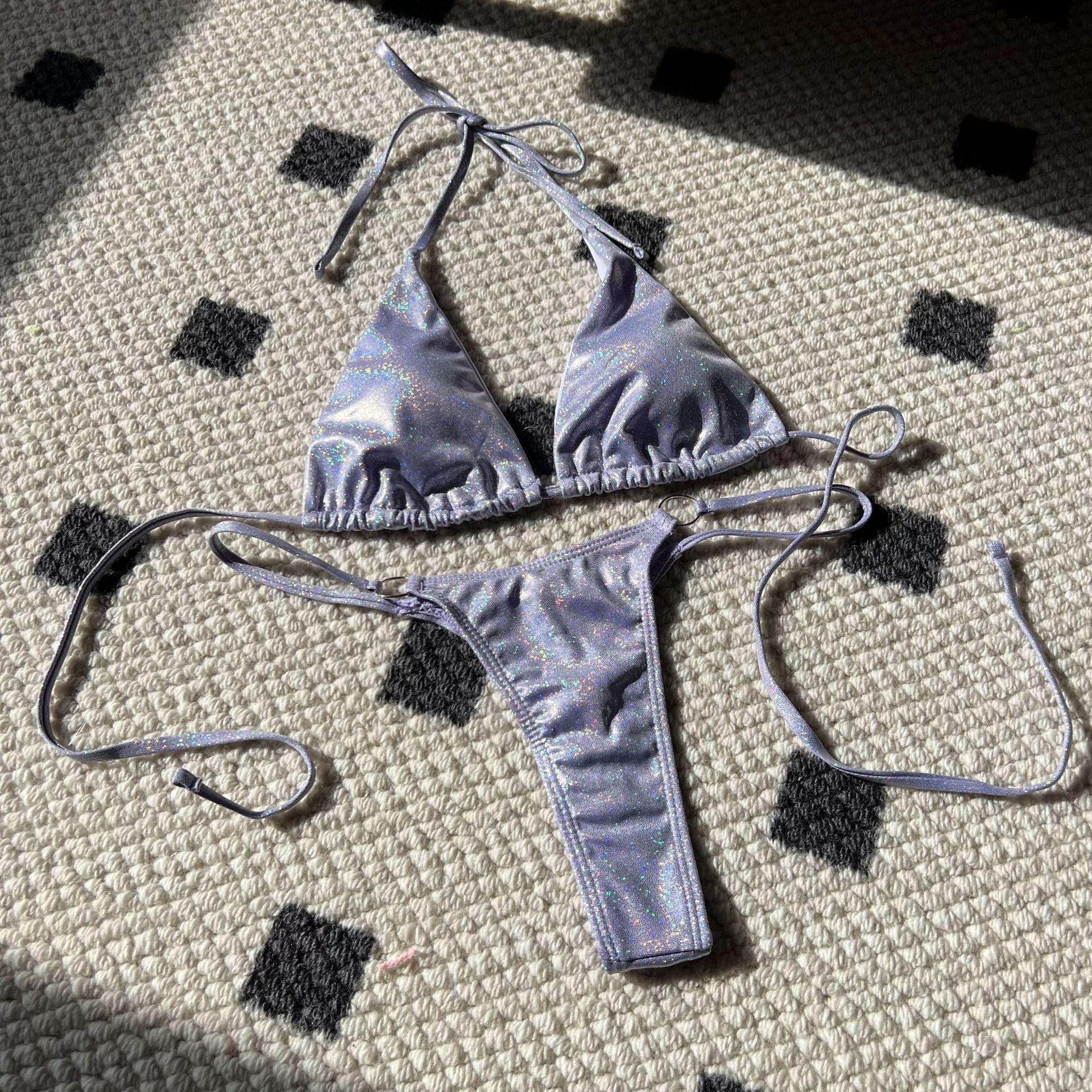 New sexy T-shaped split shiny bikini bikini S