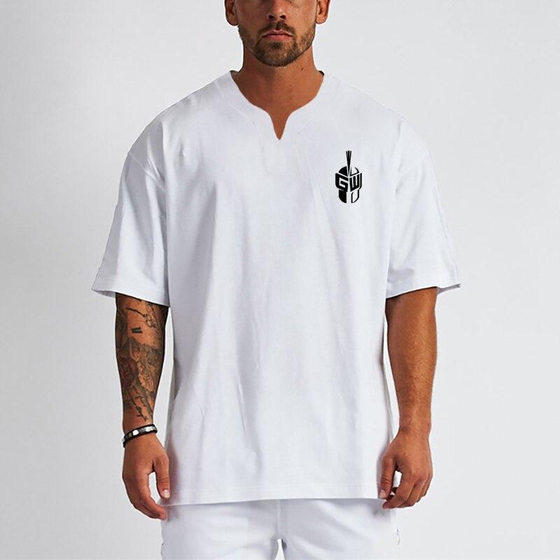 

Мужская футболка Do The Work большого размера с v-образным вырезом и заниженными плечами, тренажерный зал, спорт, бодибилдинг, фитнес, свободная хлопковая уличная футболка с принтом букв XXL белый