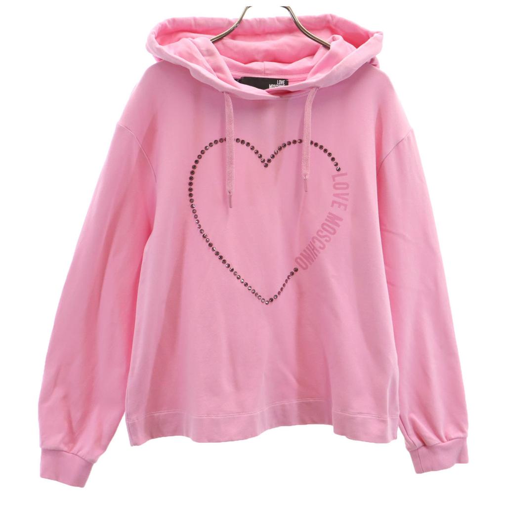 LOVEMOSCHINO Heart rhinestone Long sleeve Sweatshirts 40 pink Women Used