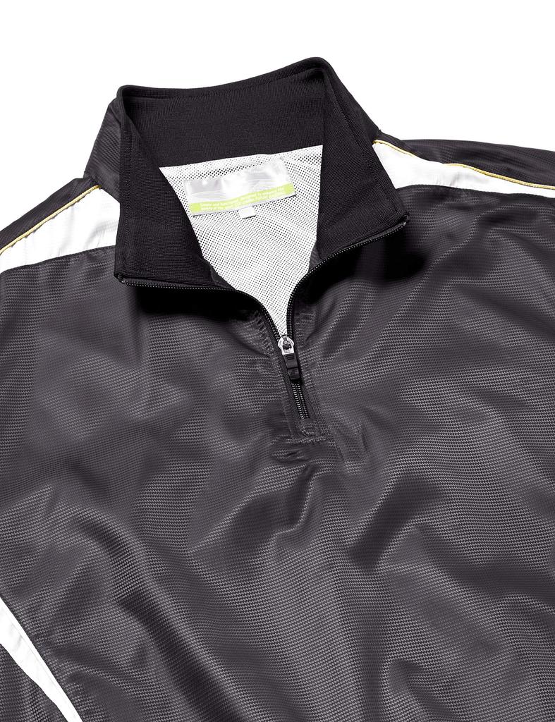 SSK Short Sleeve Shirt Black and White Size S Size Men's Pre-Jean Half-Zip (Mesh Lining), (9010), (Japan Small)