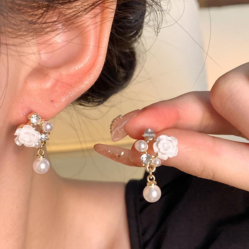 S925 Silber Blumenperlenohrringe - Eleganter und luxuriöser Damenschmuck