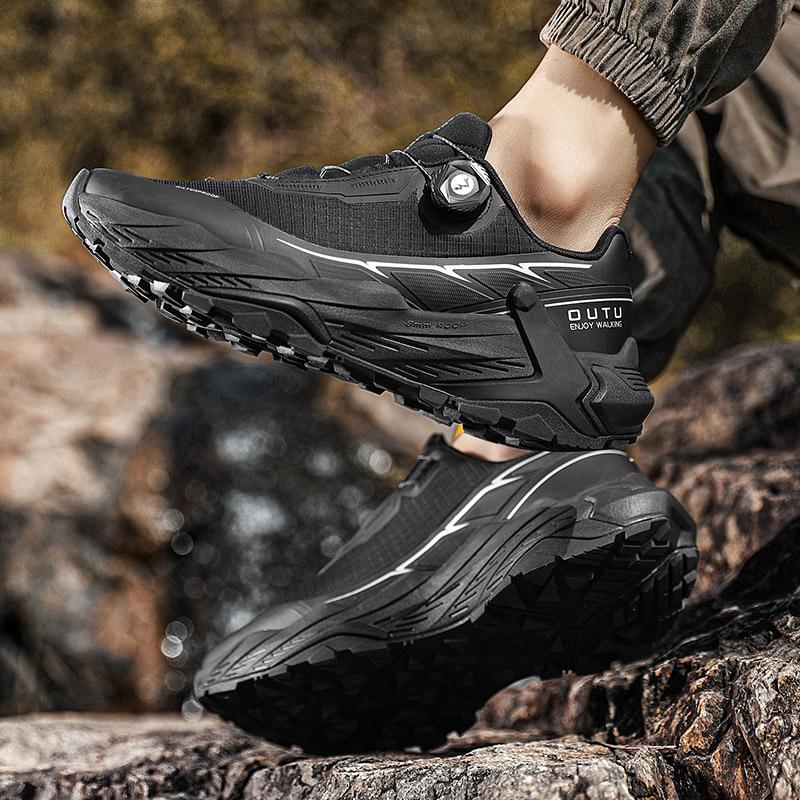 Spring Outdoor Men's Shoes Rotating Button Waterproof and Non-slip Off-road Hiking Shoes Shock-absorbing and Wear-resistant Outdoor Sports