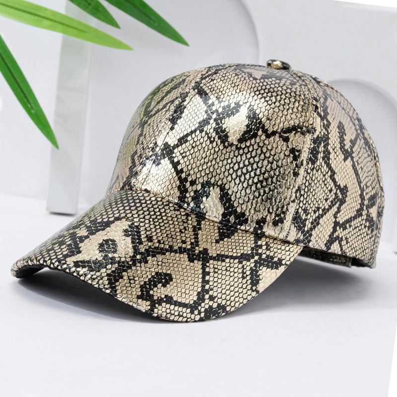 Snake Print Faux Leather PU Leather Baseball Cap, Adjustable Hip-Hop Street Dance Hat, Lightweight Sun Protection For Outdoor Activities
