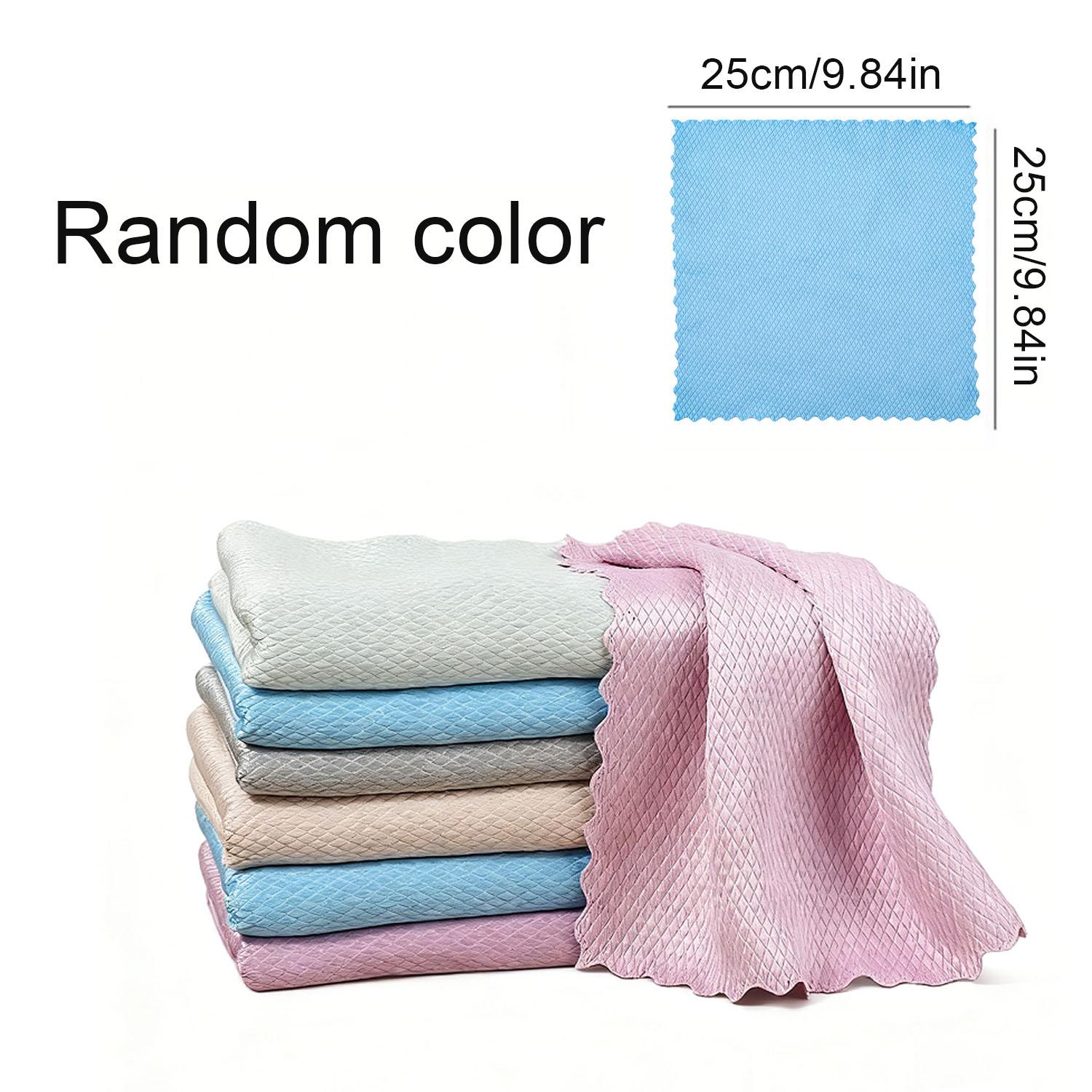 

5 Pieces Of Microfiber Glass Cleaning Cloth Lint-free Window Car Kitchen Mirror No Trace Reusable Fish Scale Cloth Polishing 25x25cm