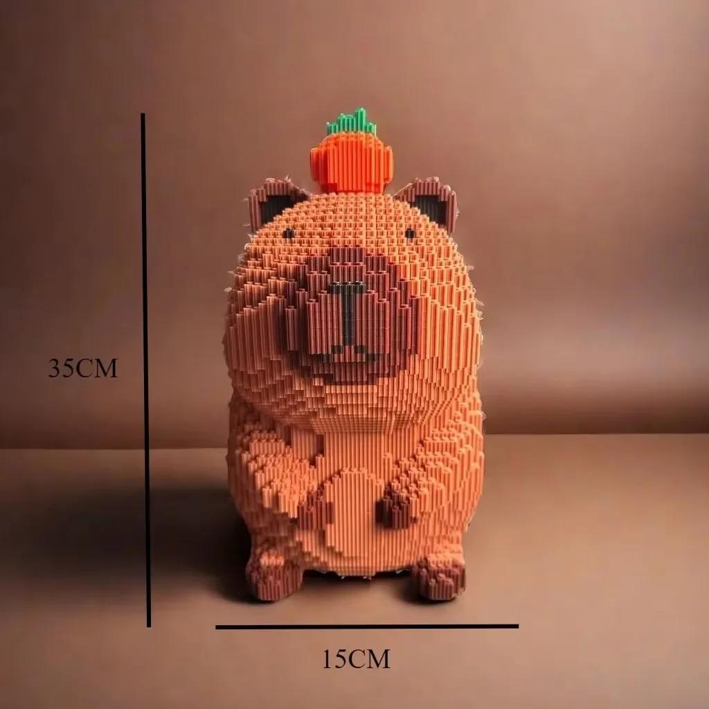 

32 см Гигантская розовая капибара Детская игрушка-конструктор 3D-модель Настольное украшение Подарок на день рождения для девочки