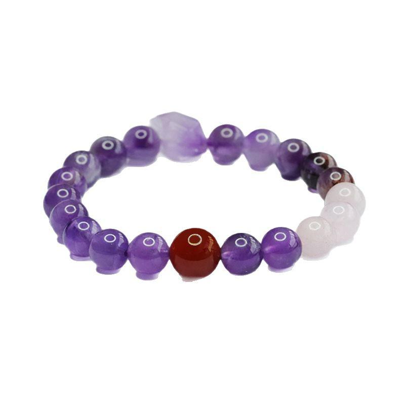 Juan Yu Natural Nine Purple Li Fire Multi-Treasure Red Agate Beaded Crystal Bracelet