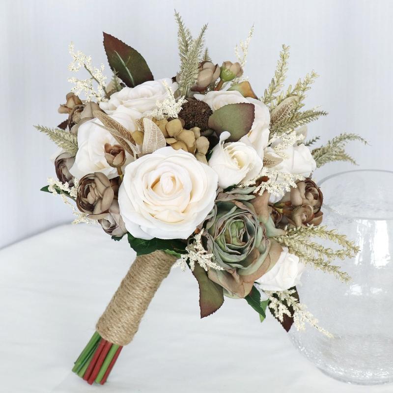 Artificial Flower Bouquet European Artificial Silk Flowers Ornament Handheld for Bridal Bouquet Wedding Party Props