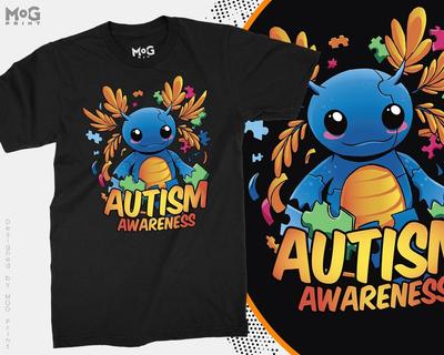 Axolotl Autismus Bewusstsein T-Shirt Schulkostüm T-Shirt Für Kinder Kinder Unisex