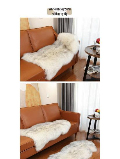 Australian Sheepskin Leather Pattern Wool Sofa Cushion, Carpet, or Bedside Rug – Spliceable into One Sheepskin Piece