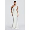 Damen Freizeit Langarm Eng Einfarbig U-Ausschnitt Träger Bodycon Langes Kleid
