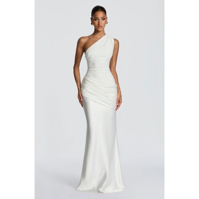 Damen Freizeit Langarm Eng Einfarbig U-Ausschnitt Träger Bodycon Langes Kleid