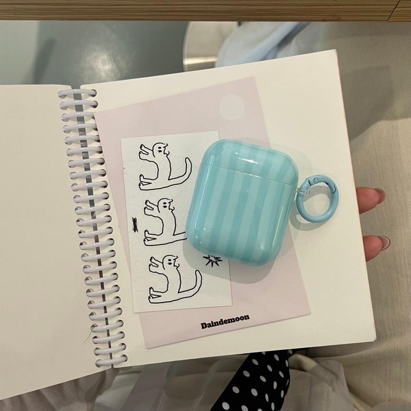 Hanfeng Ins Simple Striped AirPods 1 Generation Earphone Case for Apple Bluetooth Headset 1st Generation Pro1