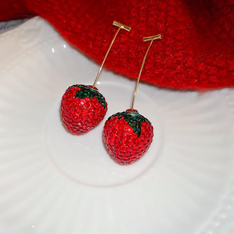 Sterling Silver Needle Earrings: Summer Sweet Strawberry, Cherry & Grape - Cute, Fresh, Versatile Ear Accessories