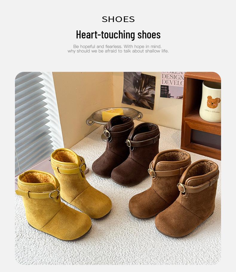 Children's Suede Snow Boots: Plush, Warm Winter Shoes for Boys and Girls