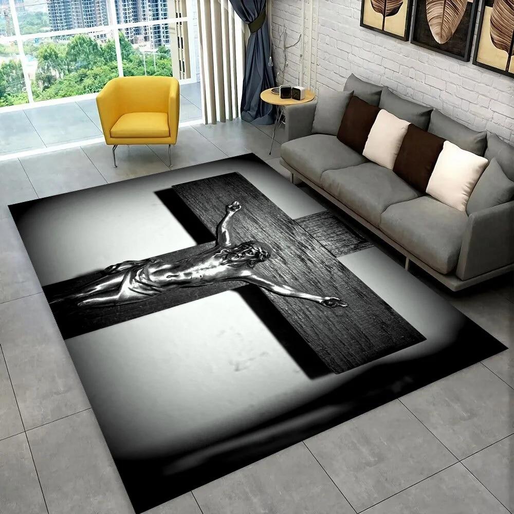 Holy Bible Cross Jesus Pray Area Koberec,Koberec pro domácí Obývací pokoj Ložnice Pohovka Rohožka Dekor,dětská hra Protiskluzová podložka na podlahu Dárek