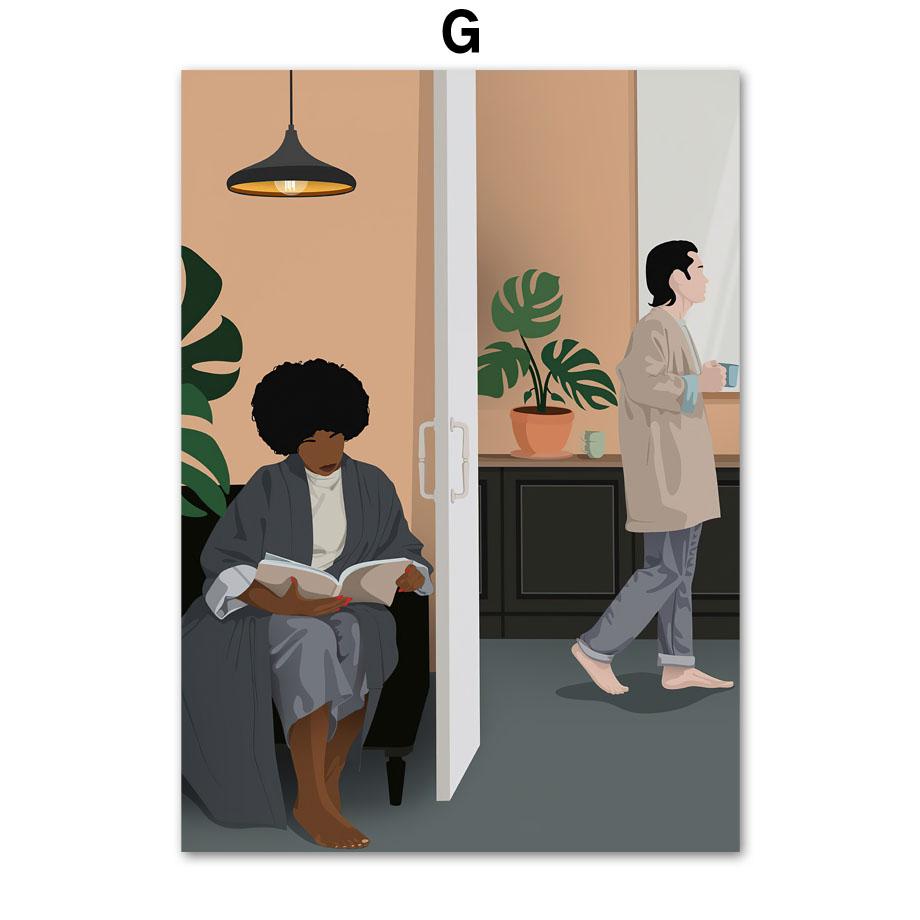 Feminist Nordic Posters And Prints Black Woman Read Girl Power Boho Wall Art Canvas Painting Wall Pictures For Living Room Decor