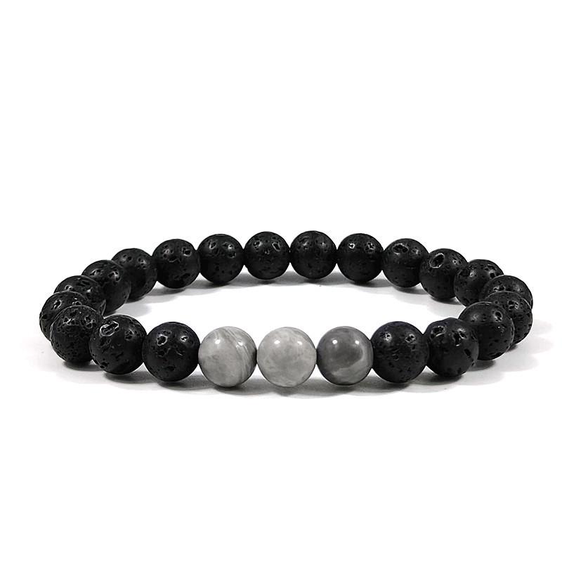 Colorful Volcanic Stone Beaded Elastic Bracelet - Natural Yoga Energy Accessory 8mm, 18.5-19cm