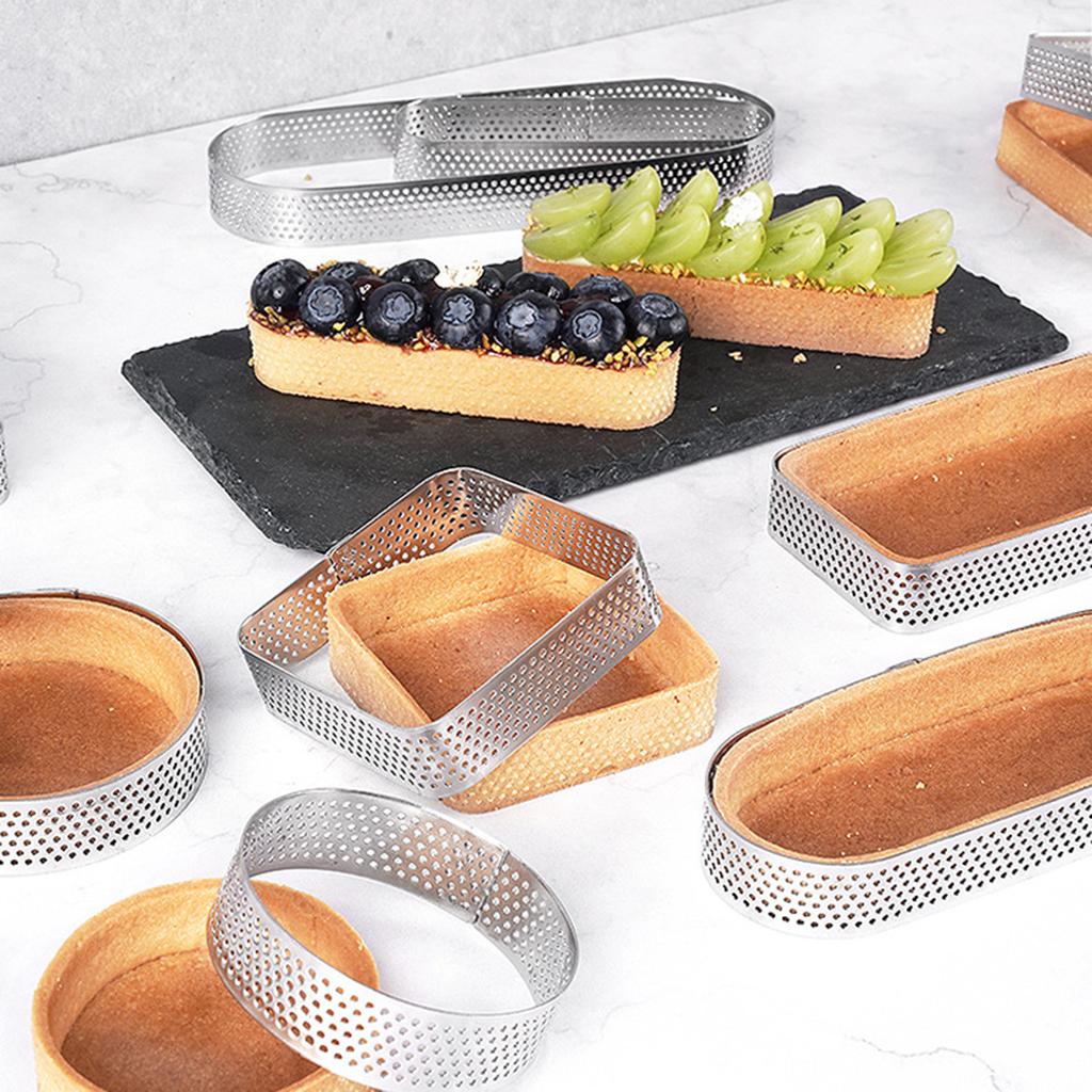 304 Stainless Steel 5pcs Thickened Perforated Baking Tools High Temperature Resistant Mousse Cake Circle Set Non Stick
