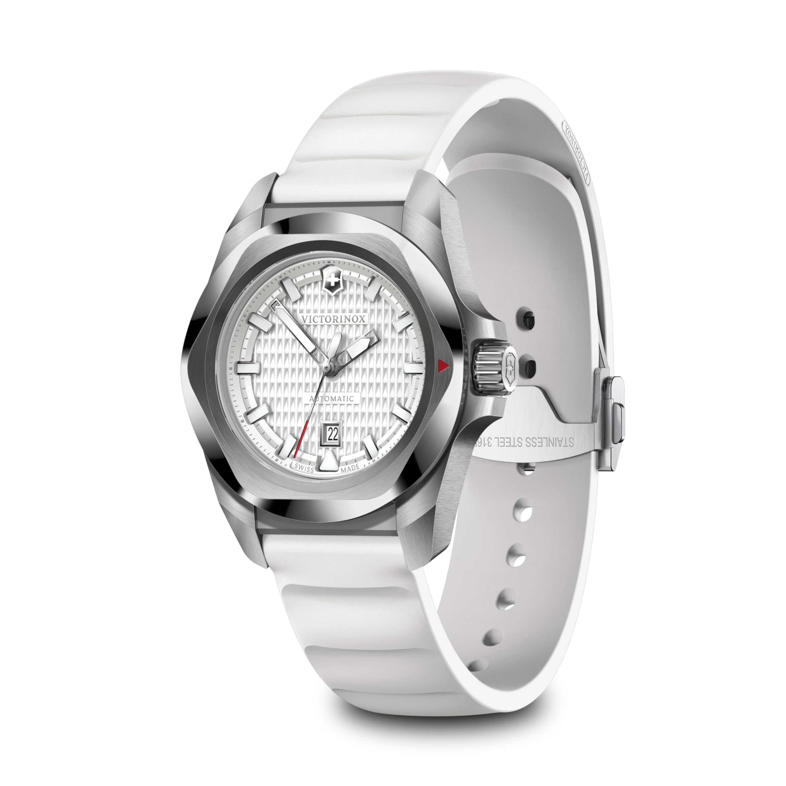 

VICTORINOX SmallAuto Automatic White White Rubber 100m Water Shock Interchangeable Swiss Inox I.N.O.X. Women s Watch, 32mm, Dial, Strap, Analog,
