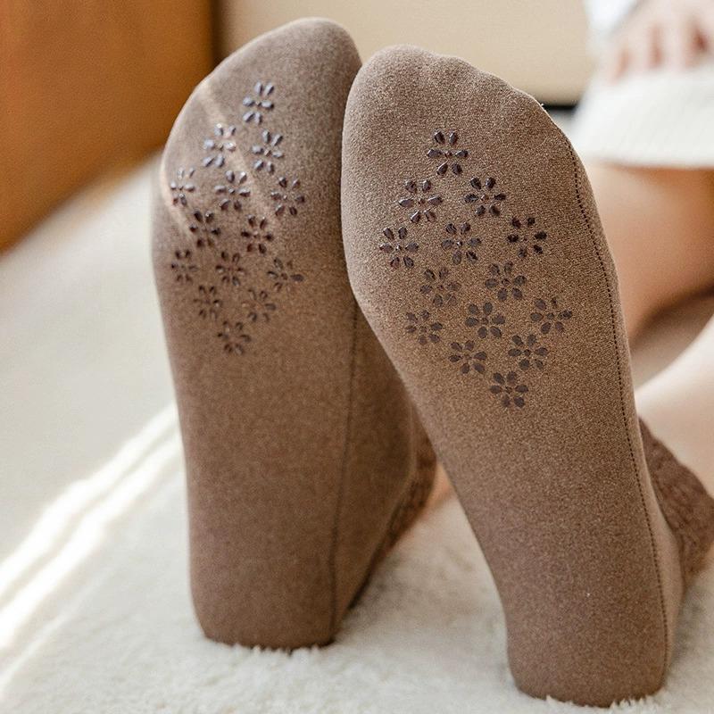 Women's Autumn Winter Thickened Warm Fleece Socks Lace Ankle Socks Non-slip Floor Socks