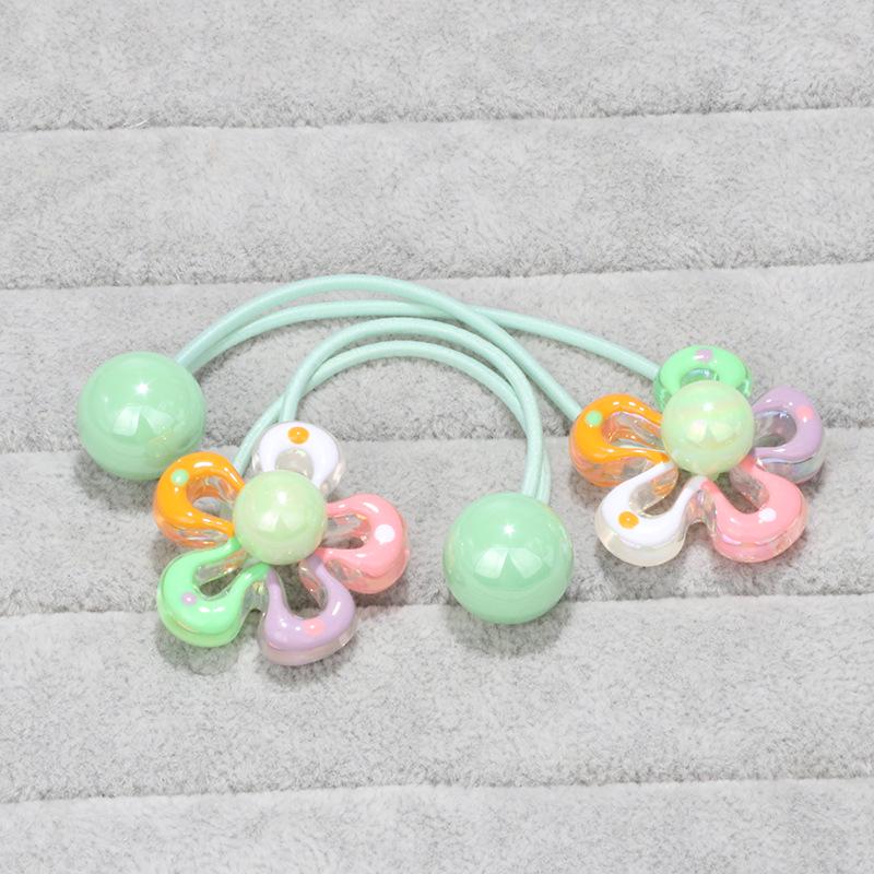 

Корейские красочные мультяшные резинки для волос с цветами: Высококачественные, не повреждающие, эластичные резинки с бусинами для детских хвостиков