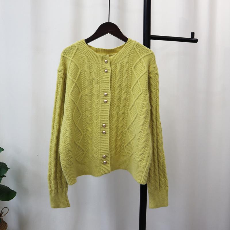 Retro Twist Gentle Wind Knitted Cardigan Autumn and Winter New Design Sense Loose Soft Waxy Sweater Jacket Women